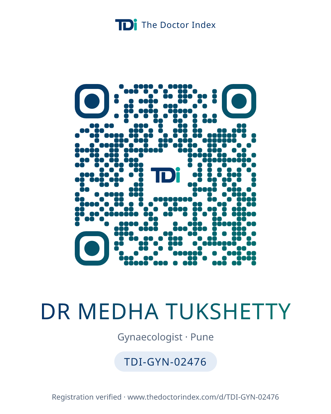 QR card for Dr Medha Tukshetty, TDI-GYN-02476