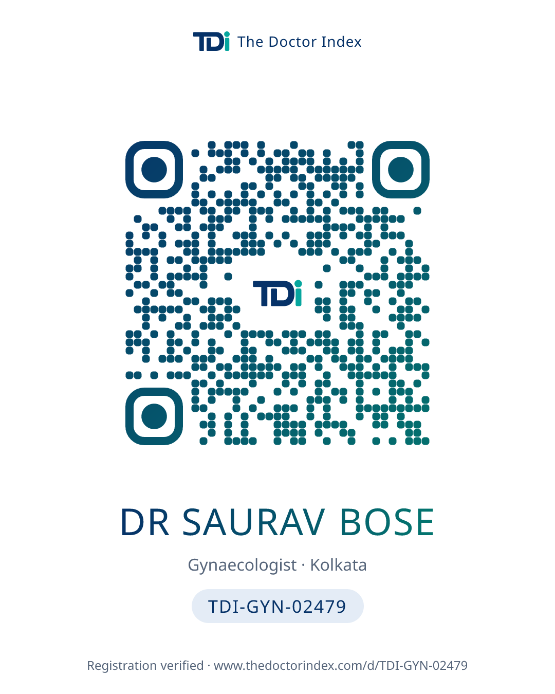 QR card for Dr Saurav Bose, TDI-GYN-02479