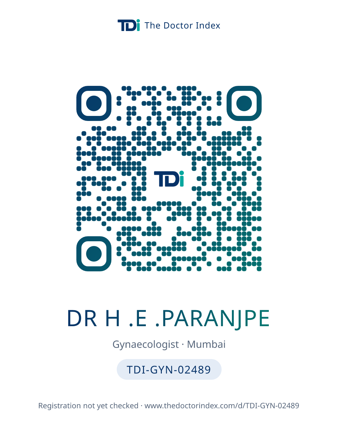 QR card for Dr h .e .paranjpe, TDI-GYN-02489