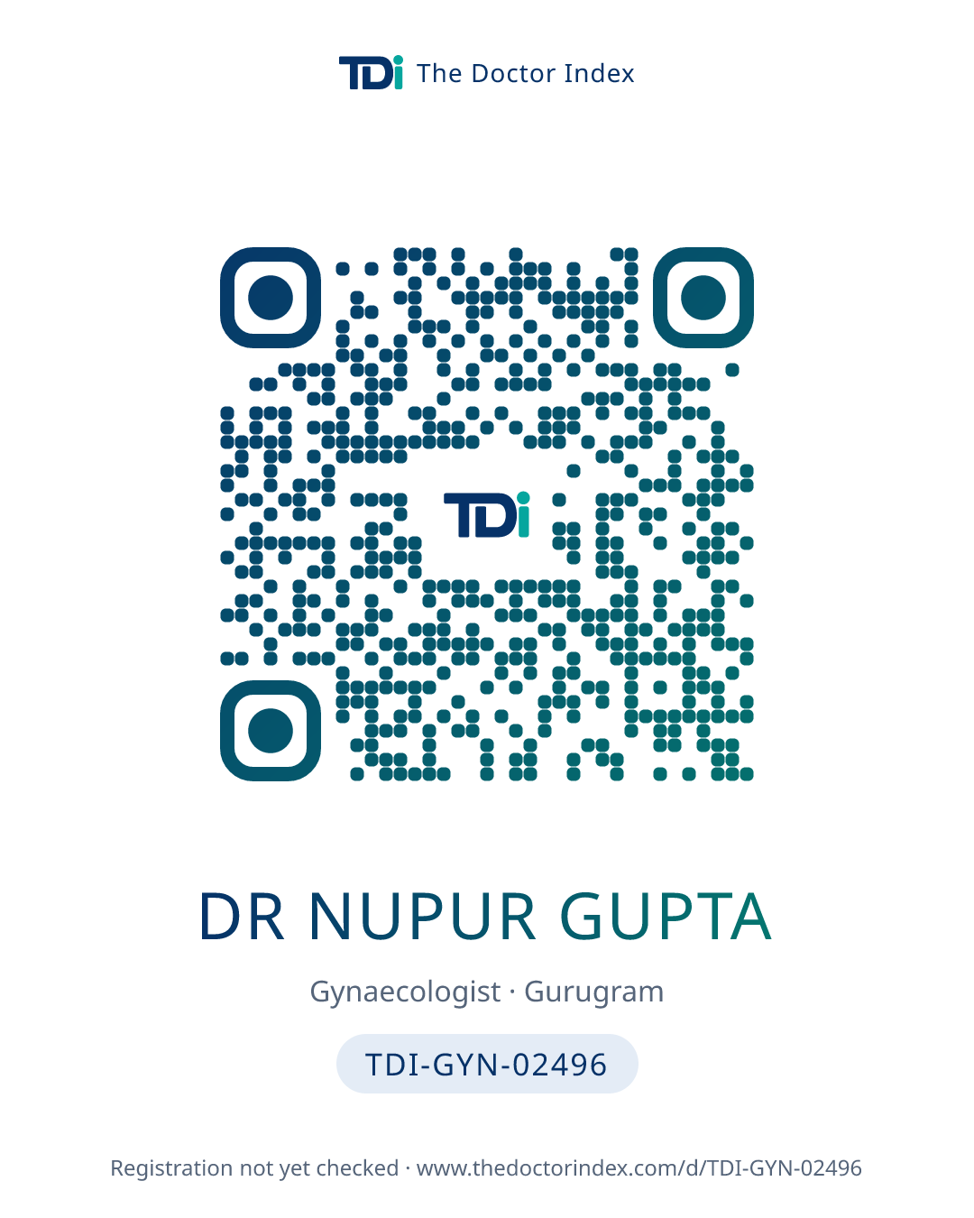 QR card for Dr Nupur Gupta, TDI-GYN-02496