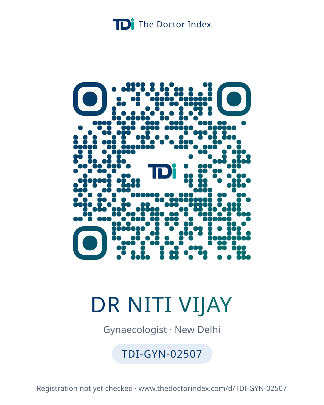 QR card for Dr Niti Vijay, TDI-GYN-02507