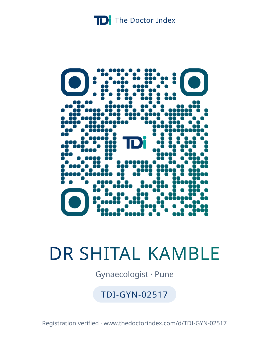 QR card for Dr Shital Kamble, TDI-GYN-02517