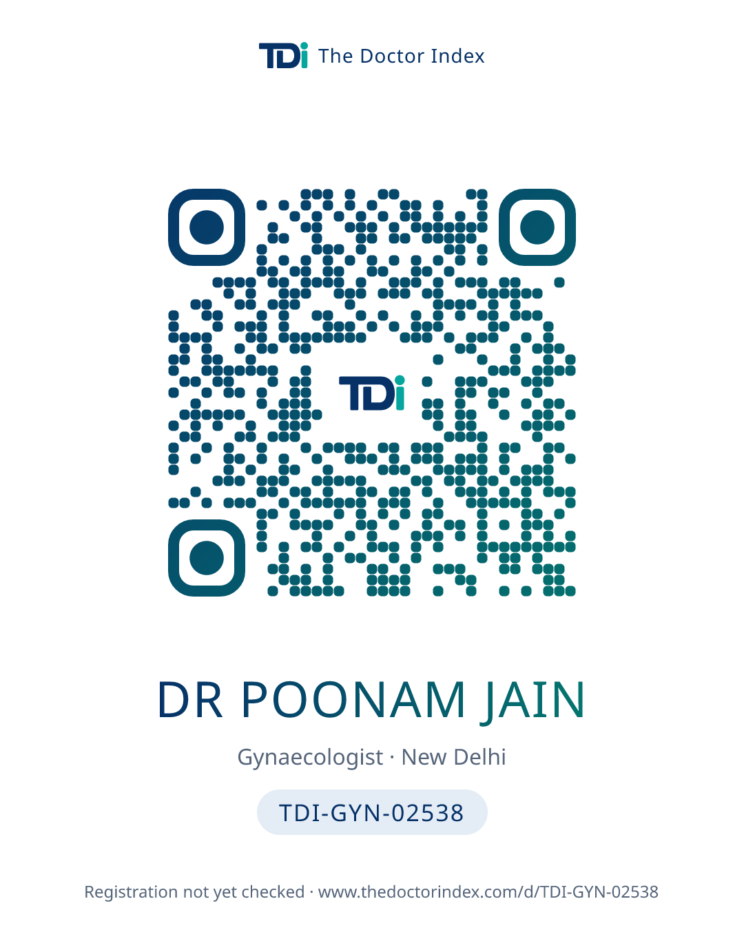 QR card for Dr Poonam Jain, TDI-GYN-02538