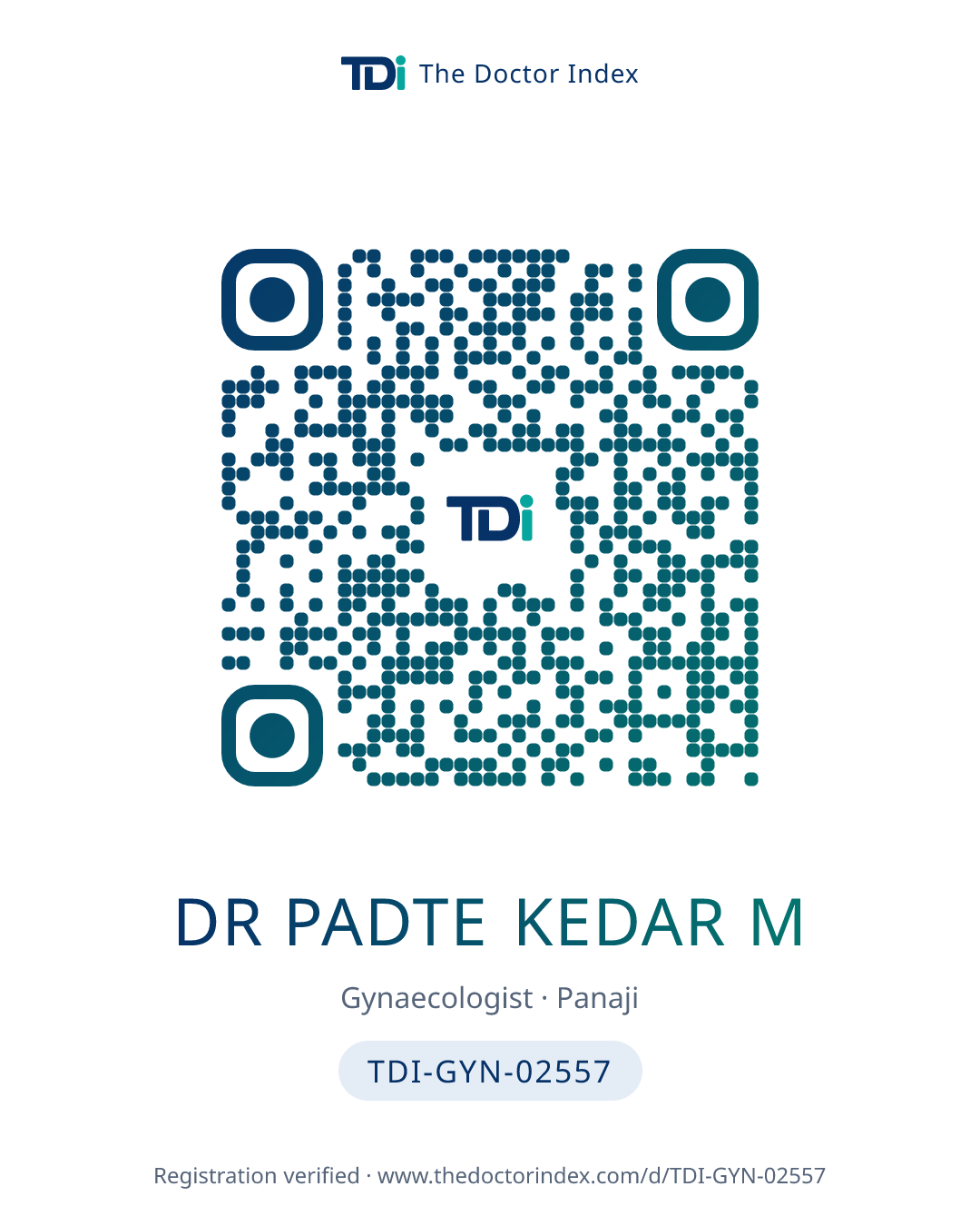 QR card for Dr Padte Kedar M, TDI-GYN-02557