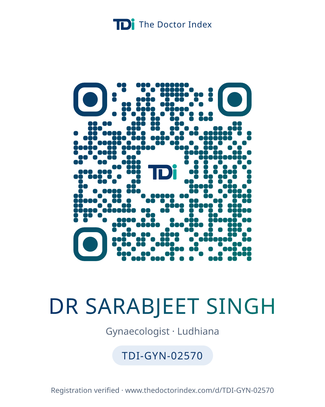 QR card for Dr Sarabjeet Singh, TDI-GYN-02570