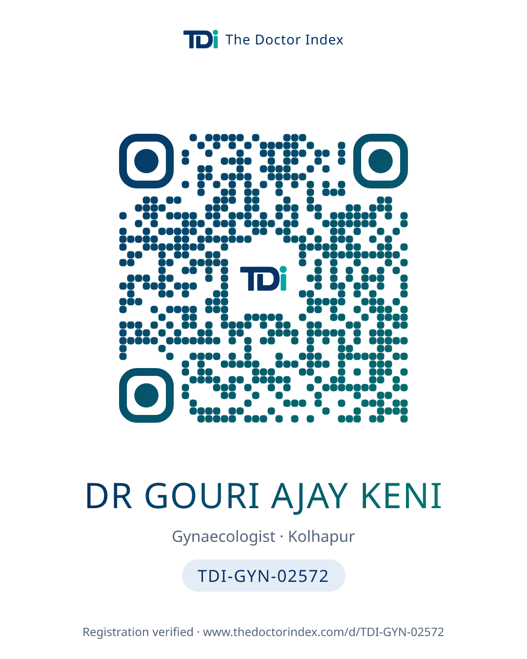 QR card for Dr Gouri Ajay Keni, TDI-GYN-02572