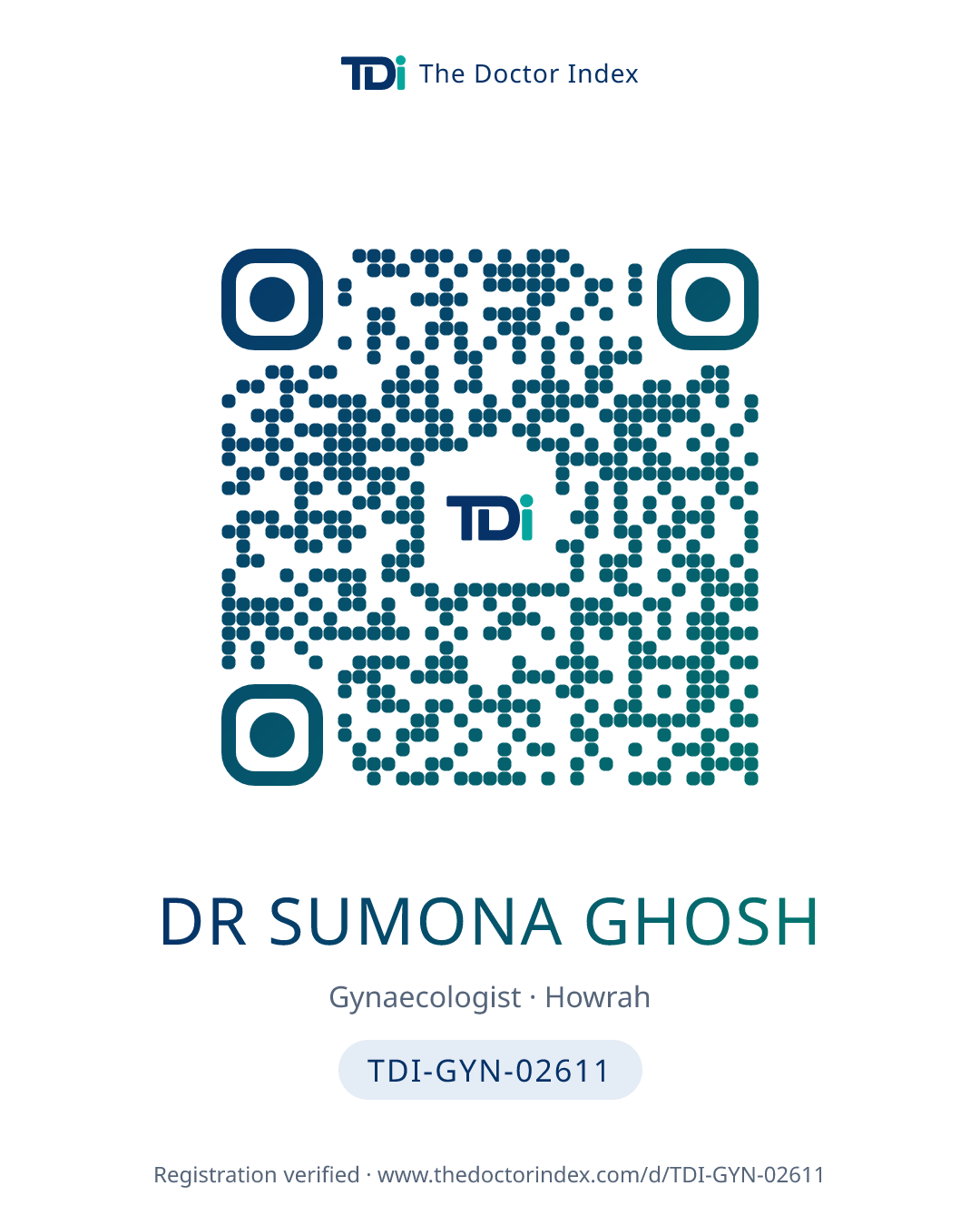 QR card for Dr Sumona Ghosh, TDI-GYN-02611