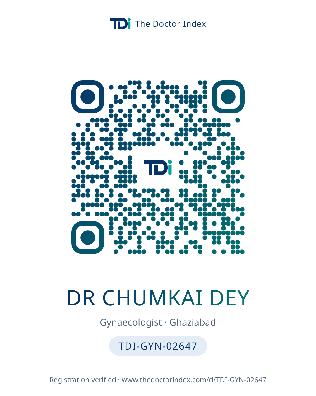 QR card for Dr Chumkai Dey, TDI-GYN-02647