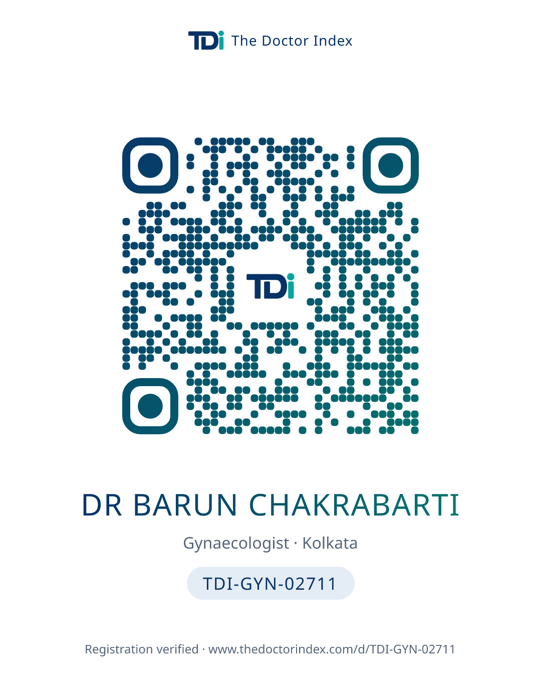 QR card for Dr Barun Chakrabarti, TDI-GYN-02711