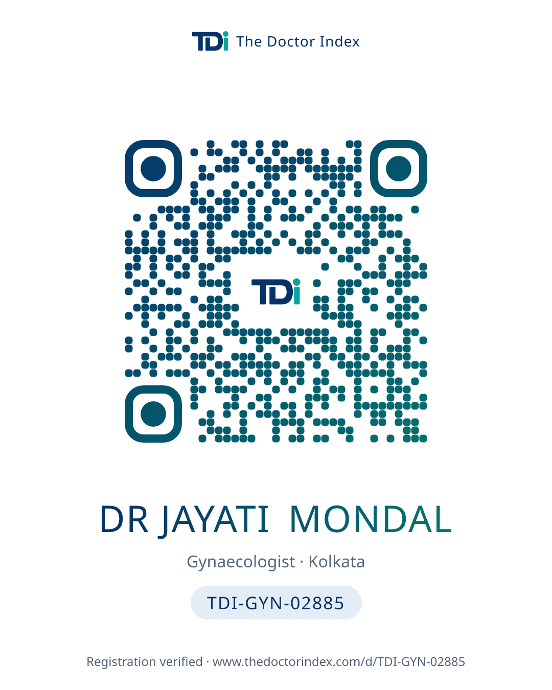 QR card for Dr Jayati Mondal, TDI-GYN-02885