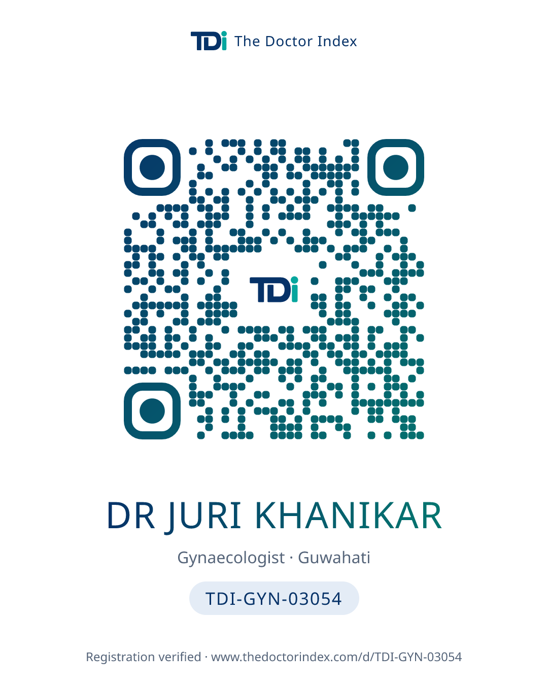 QR card for Dr Juri Khanikar, TDI-GYN-03054