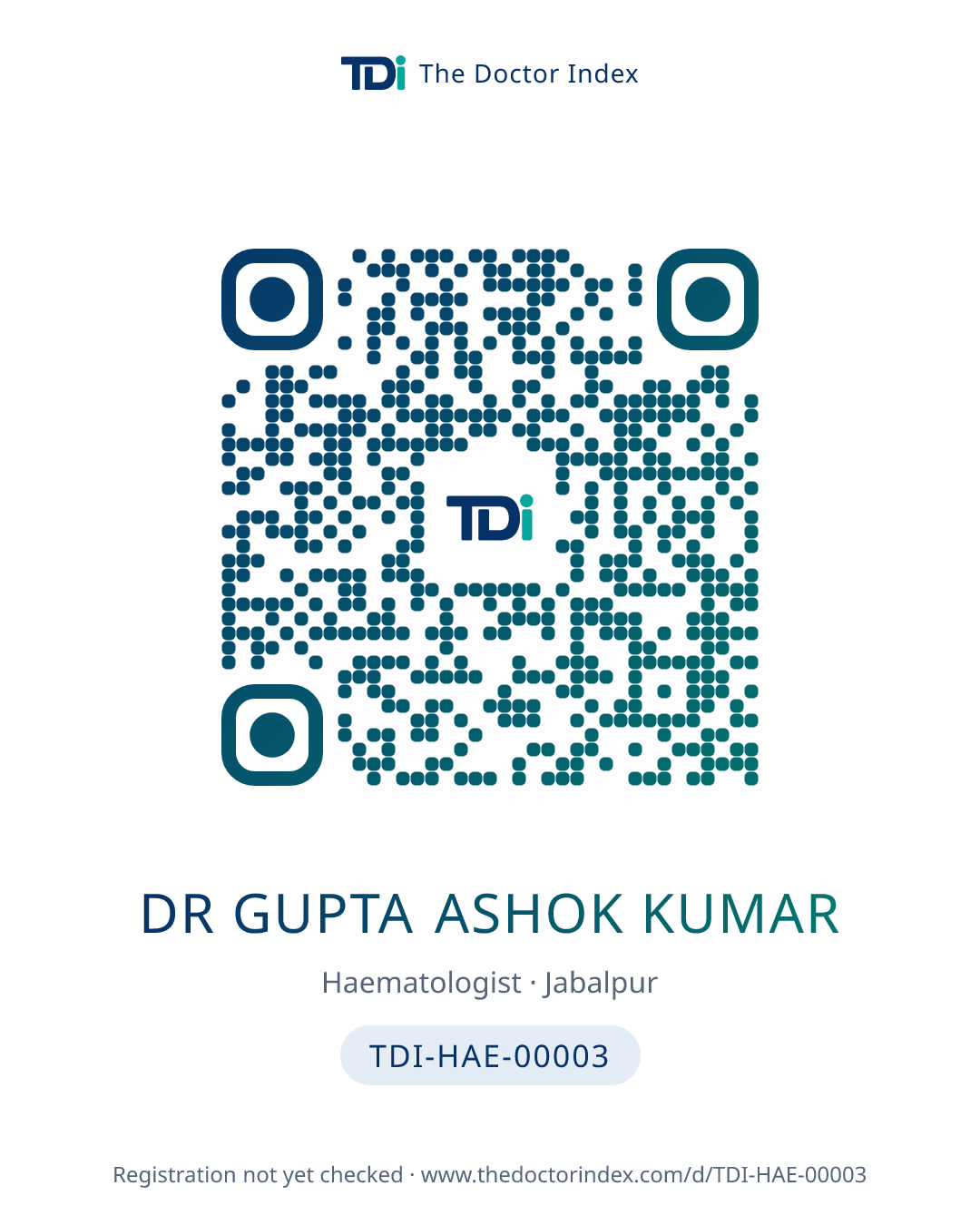 QR card for Dr Gupta Ashok Kumar, TDI-HAE-00003