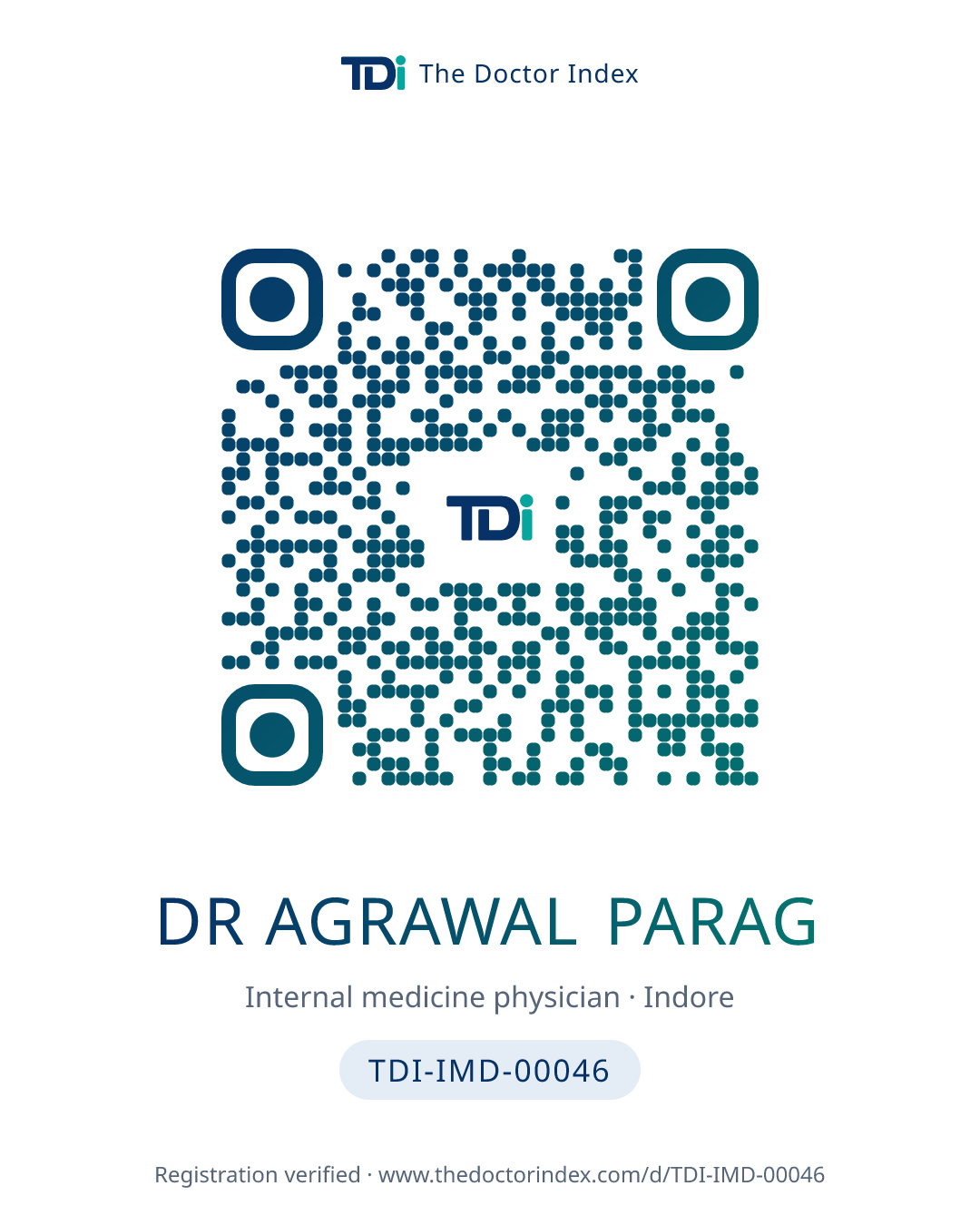 QR card for Dr Agrawal Parag, TDI-IMD-00046