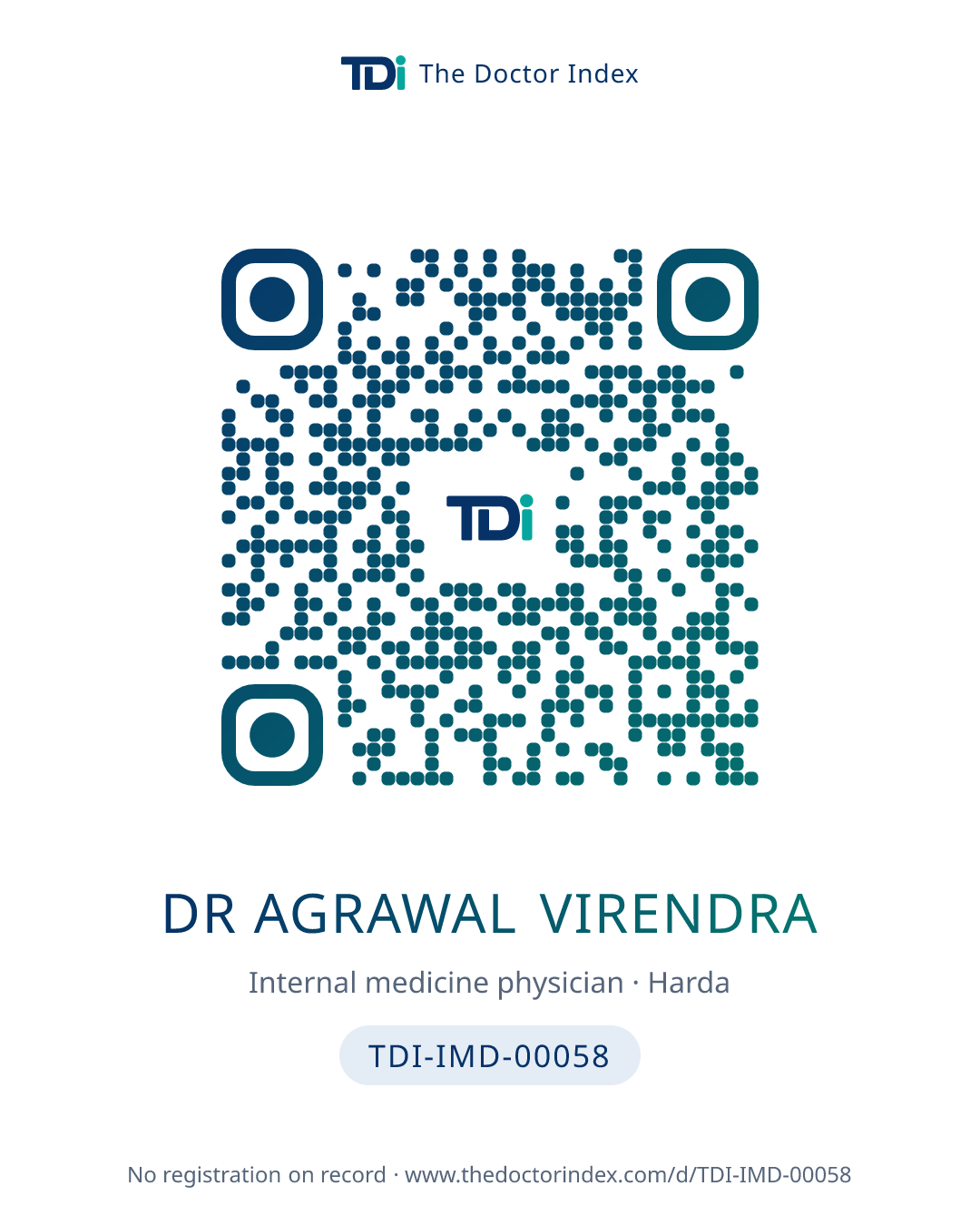 QR card for Dr Agrawal Virendra, TDI-IMD-00058