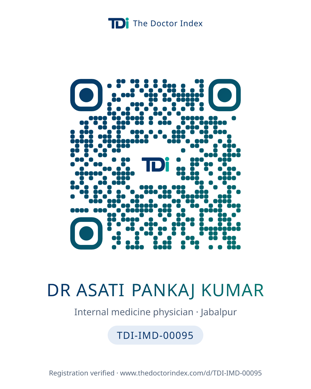 QR card for Dr Asati Pankaj Kumar, TDI-IMD-00095