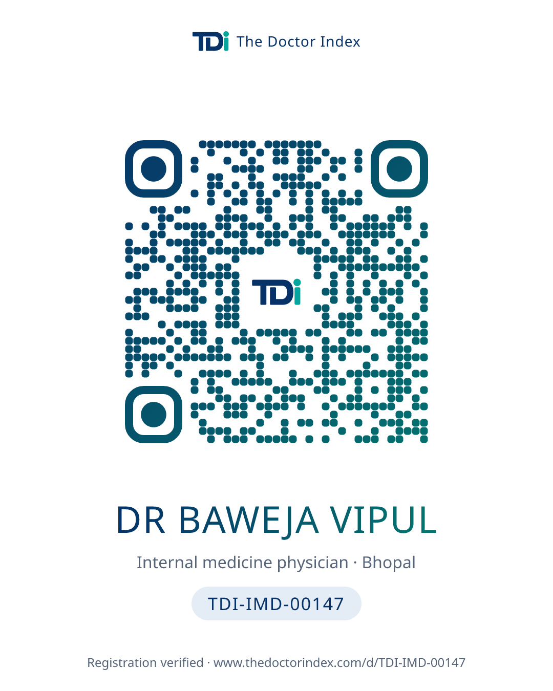 QR card for Dr Baweja Vipul, TDI-IMD-00147