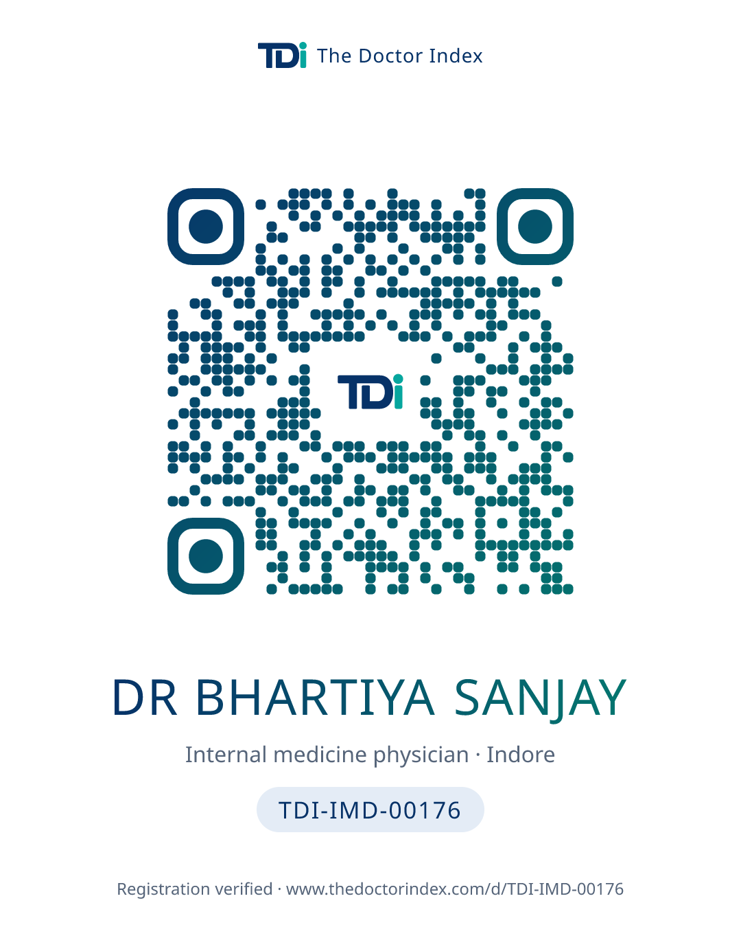 QR card for Dr Bhartiya Sanjay, TDI-IMD-00176