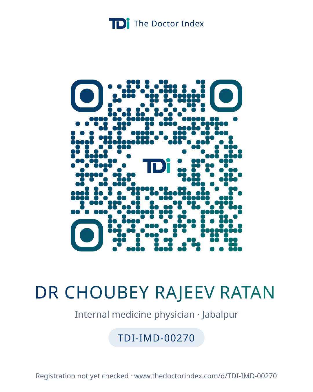 QR card for Dr Choubey Rajeev Ratan, TDI-IMD-00270