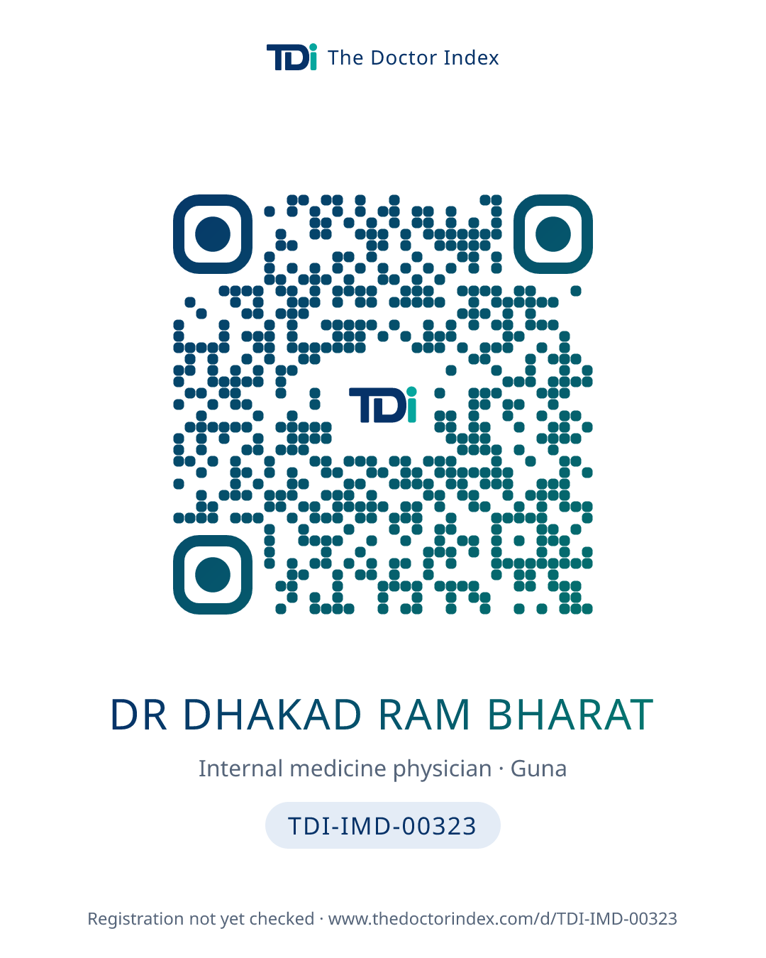 QR card for Dr Dhakad Ram Bharat, TDI-IMD-00323