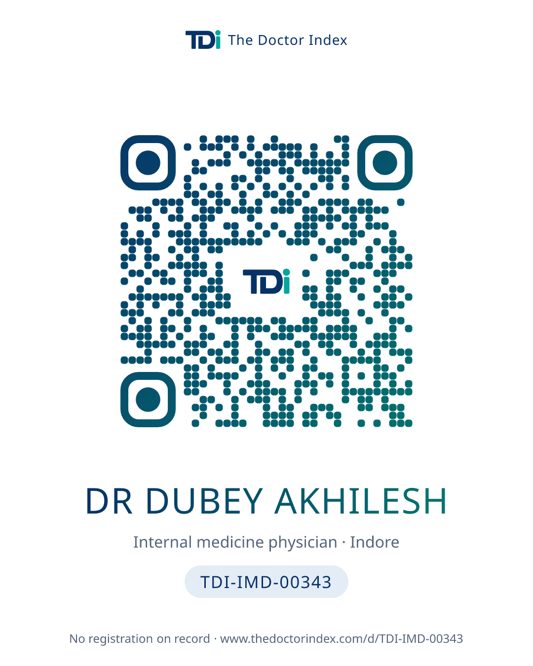 QR card for Dr Dubey Akhilesh, TDI-IMD-00343