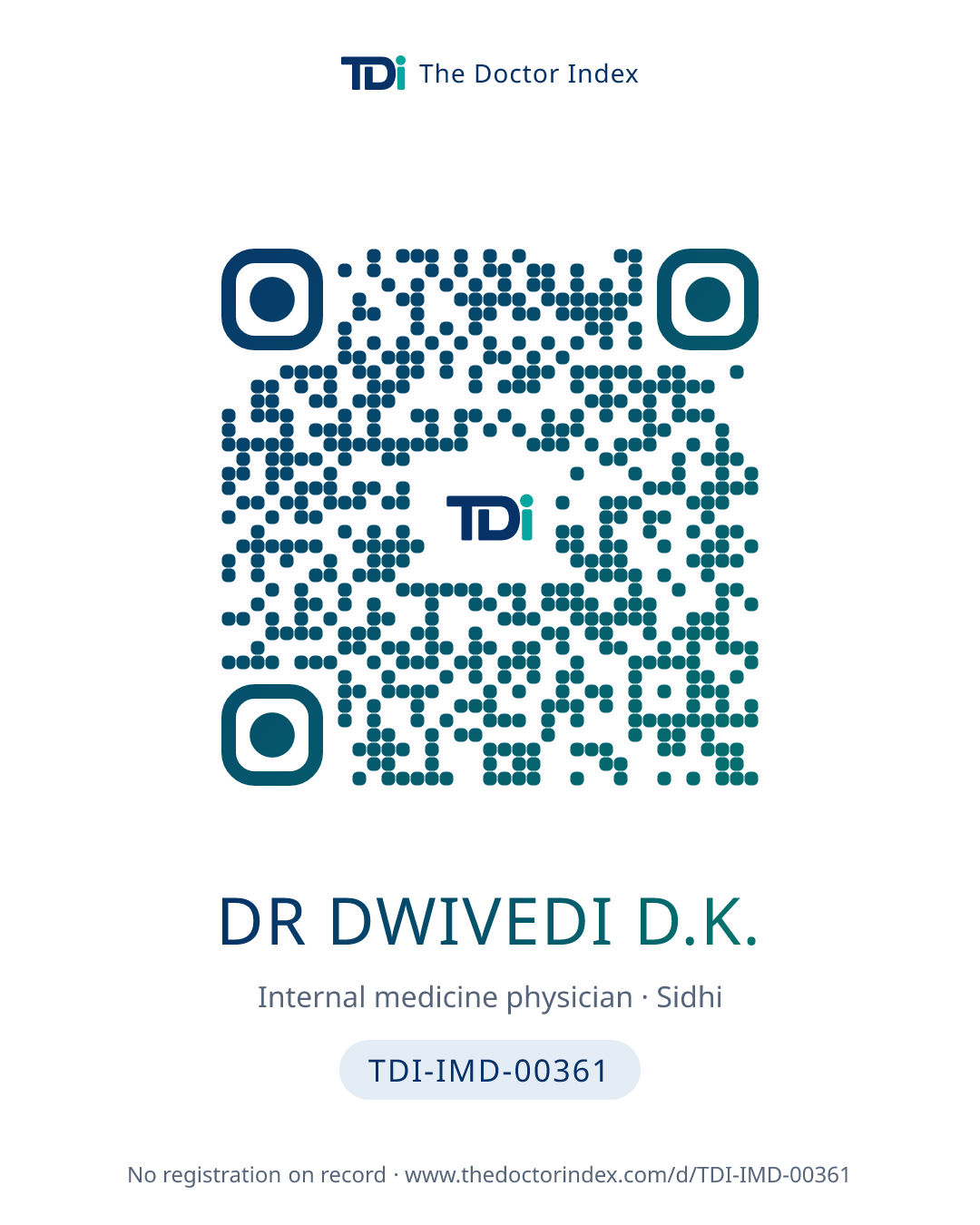 QR card for Dr Dwivedi D.K., TDI-IMD-00361