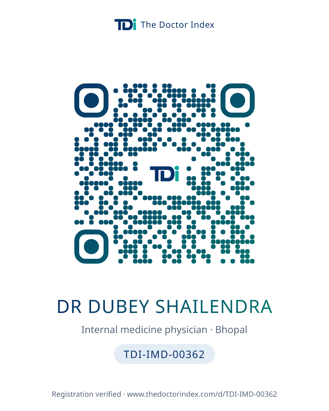 QR card for Dr Dubey Shailendra, TDI-IMD-00362