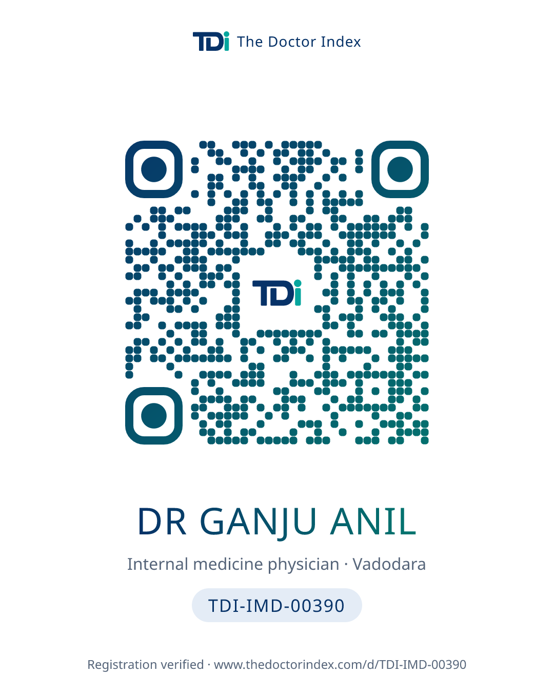 QR card for Dr Ganju Anil, TDI-IMD-00390