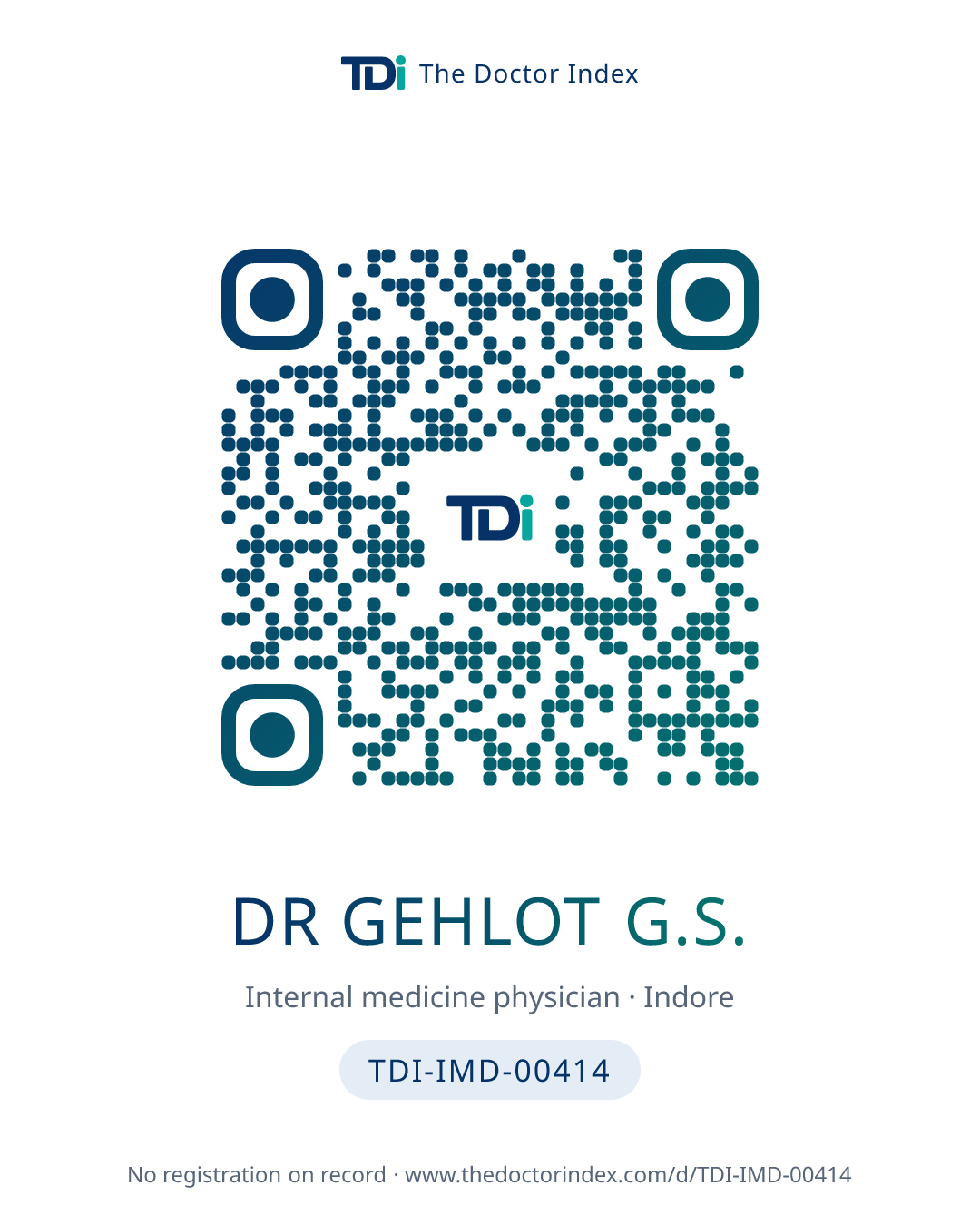 QR card for Dr Gehlot G.S., TDI-IMD-00414