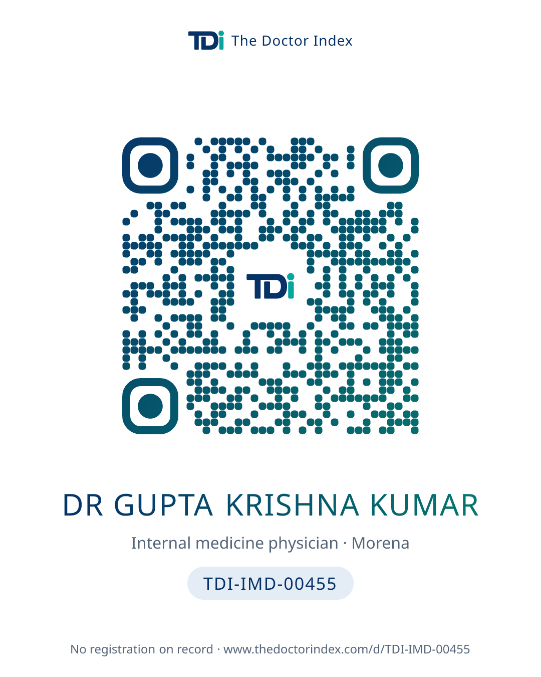 QR card for Dr Gupta Krishna Kumar, TDI-IMD-00455