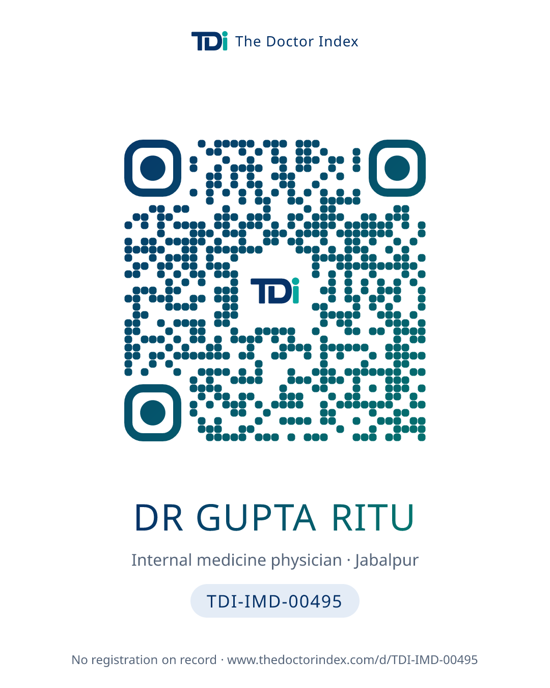 QR card for Dr Gupta Ritu, TDI-IMD-00495