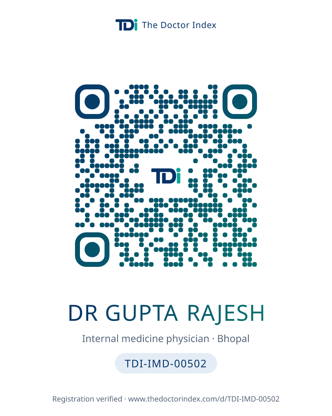 QR card for Dr Gupta Rajesh, TDI-IMD-00502