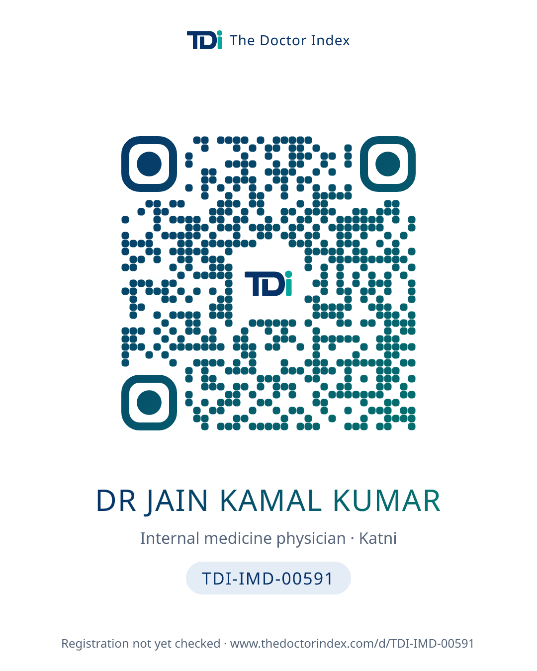 QR card for Dr Jain Kamal Kumar, TDI-IMD-00591