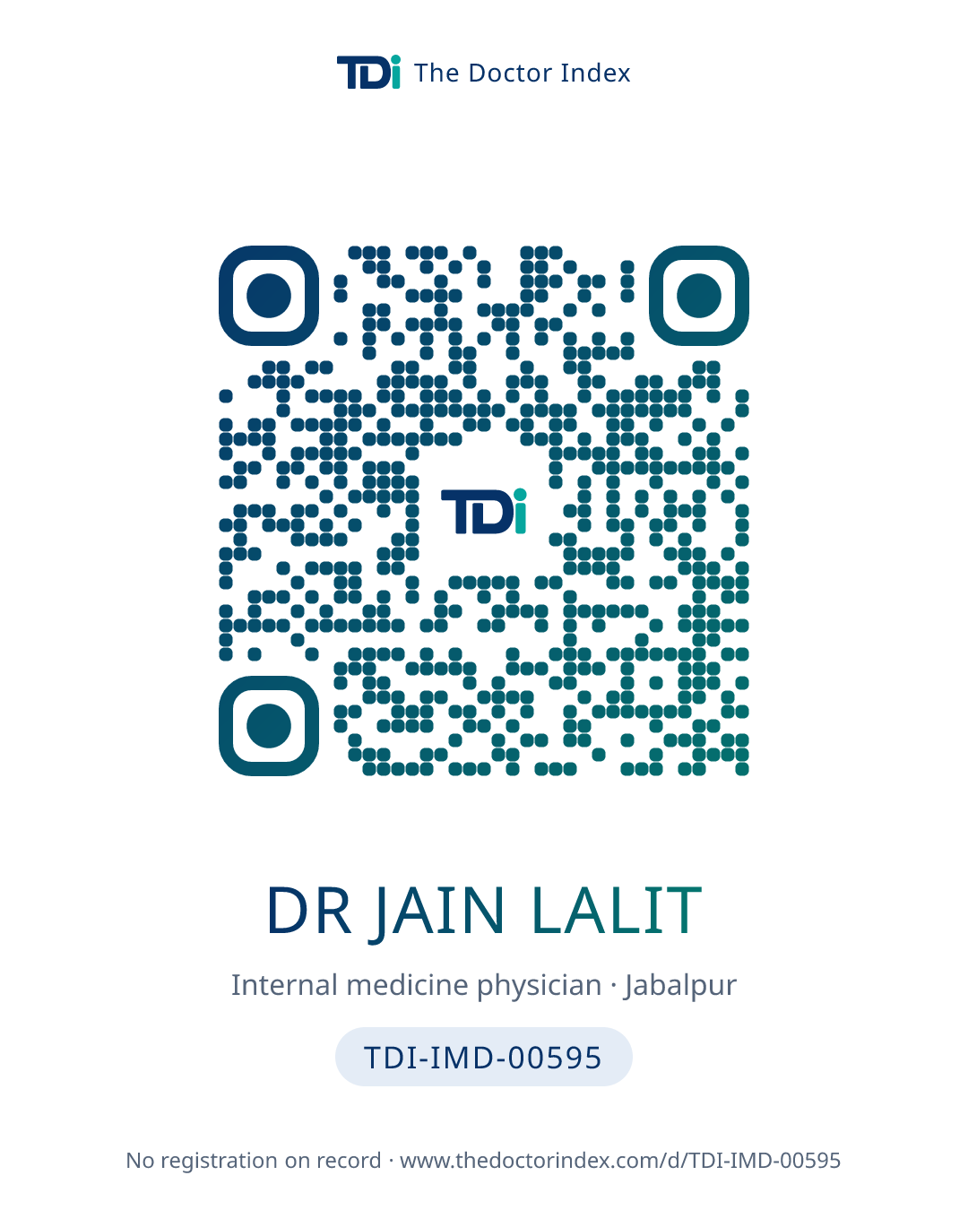 QR card for Dr Jain Lalit, TDI-IMD-00595