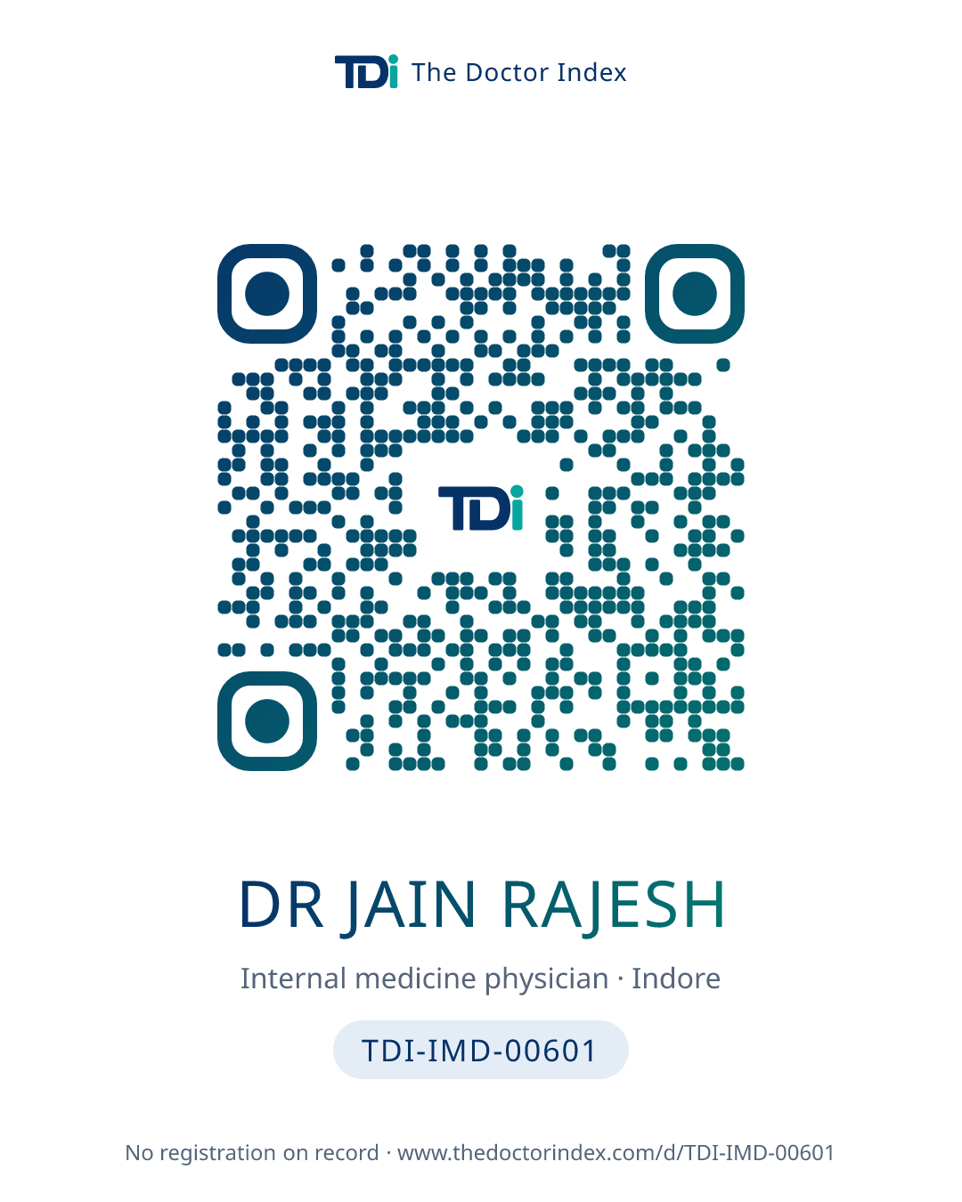QR card for Dr Jain Rajesh, TDI-IMD-00601