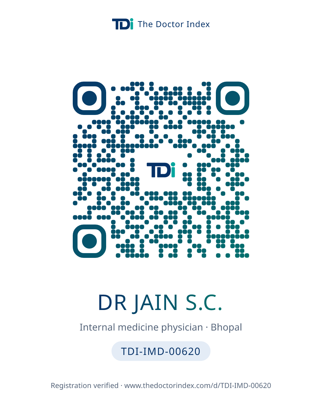 QR card for Dr Jain S.C., TDI-IMD-00620