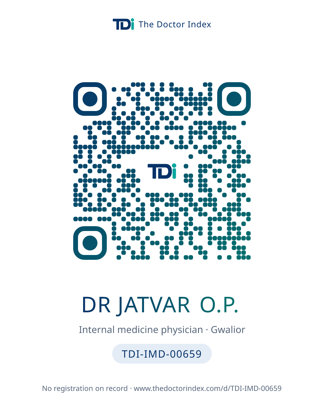 QR card for Dr Jatvar O.P., TDI-IMD-00659