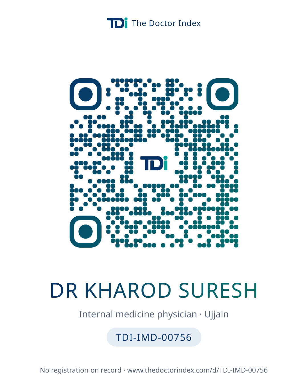 QR card for Dr Kharod Suresh, TDI-IMD-00756