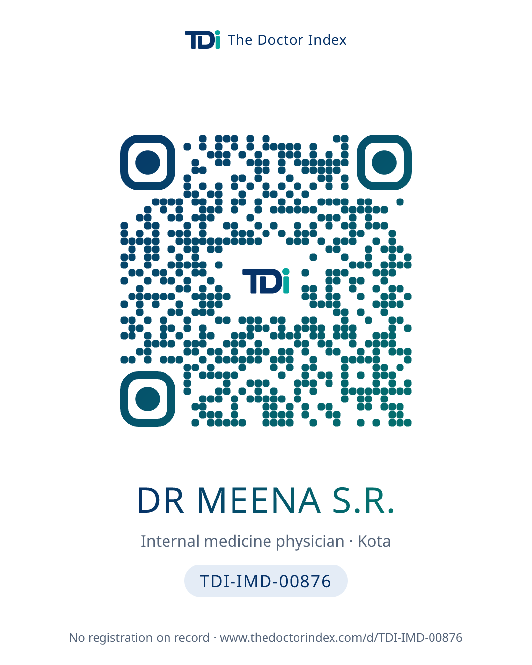 QR card for Dr Meena S.R., TDI-IMD-00876