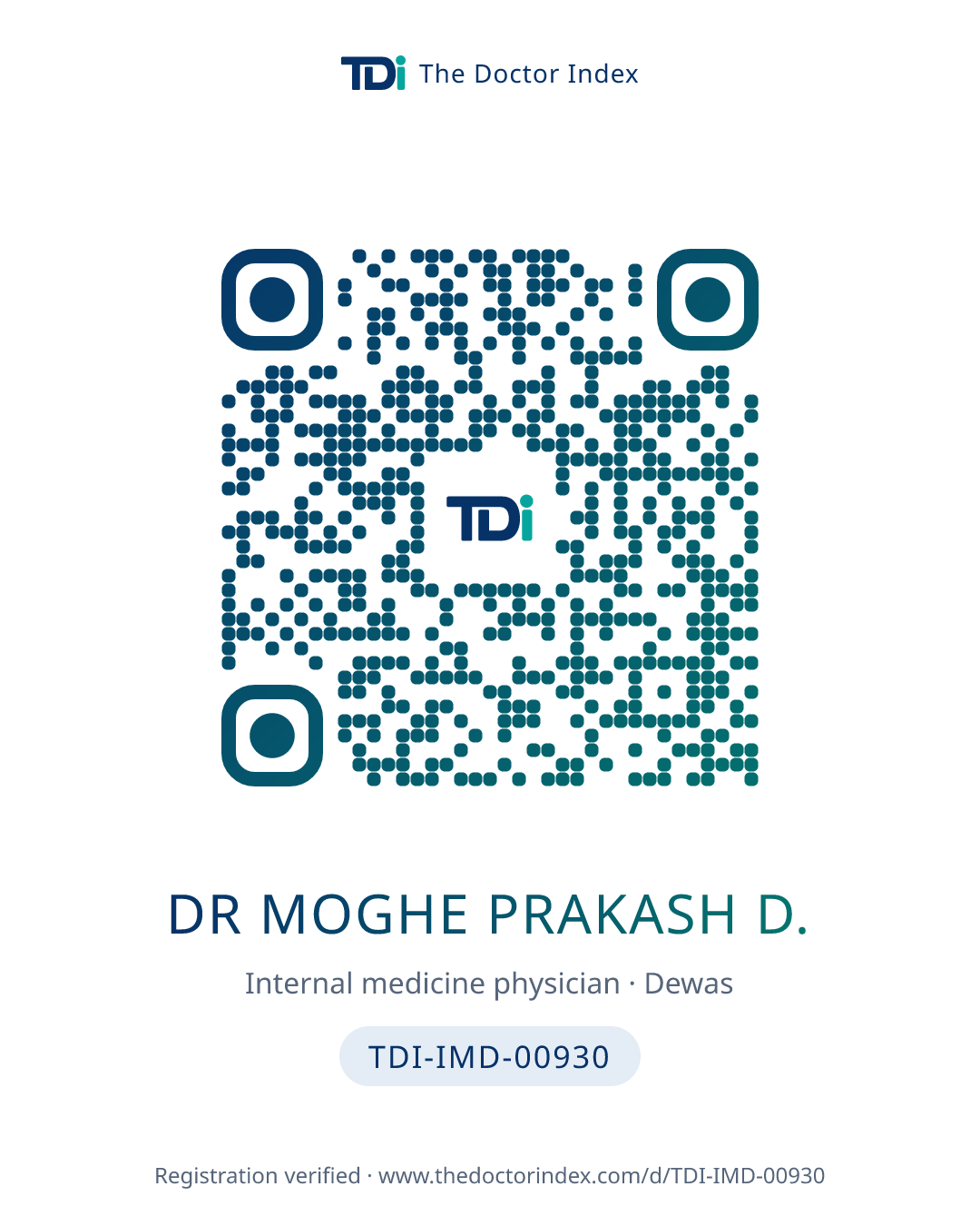 QR card for Dr Moghe Prakash D., TDI-IMD-00930