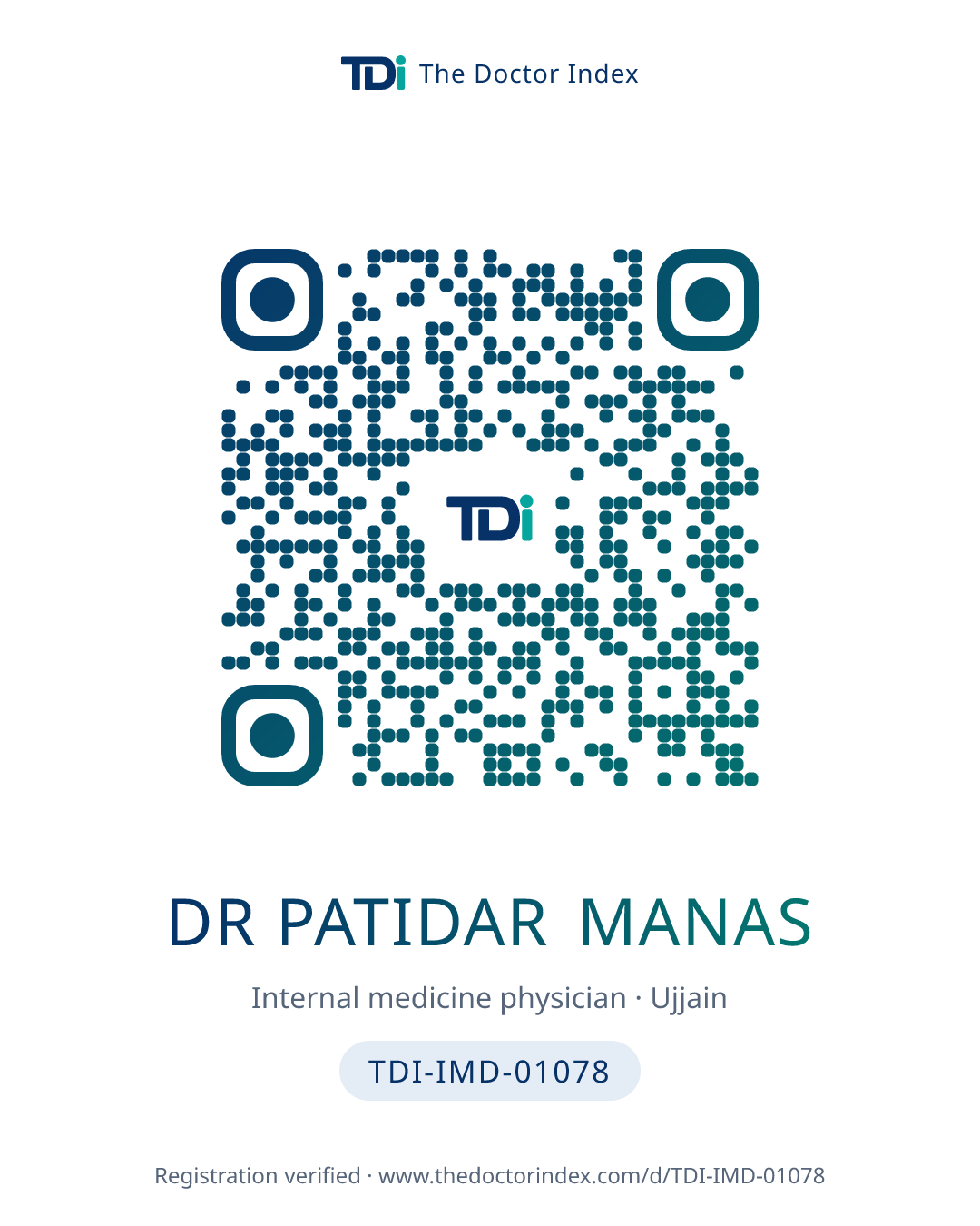 QR card for Dr Patidar Manas, TDI-IMD-01078