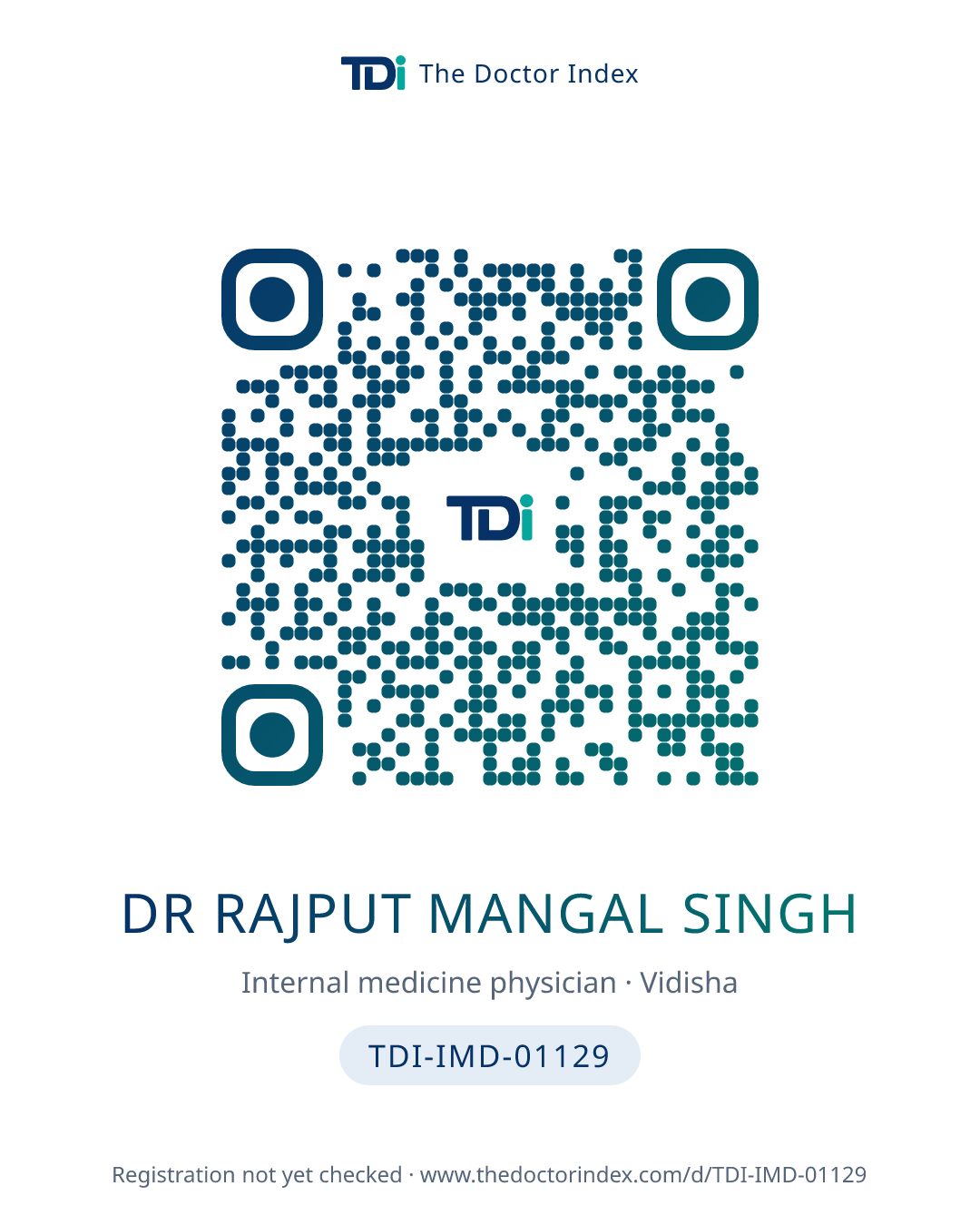 QR card for Dr Rajput Mangal Singh, TDI-IMD-01129