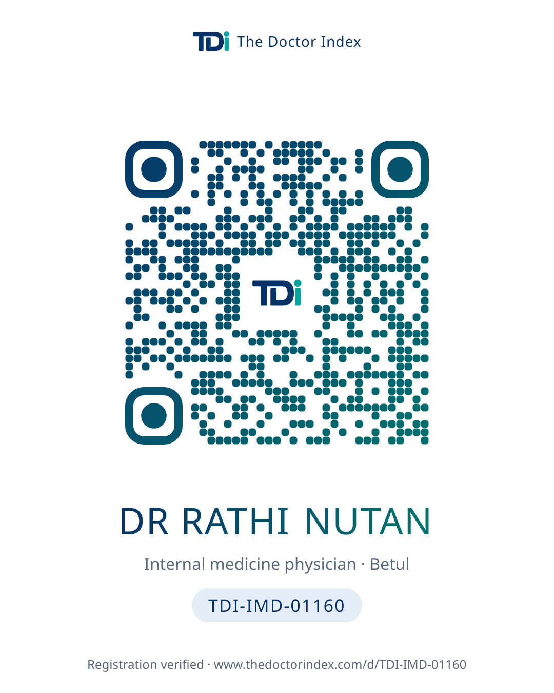 QR card for Dr Rathi Nutan, TDI-IMD-01160
