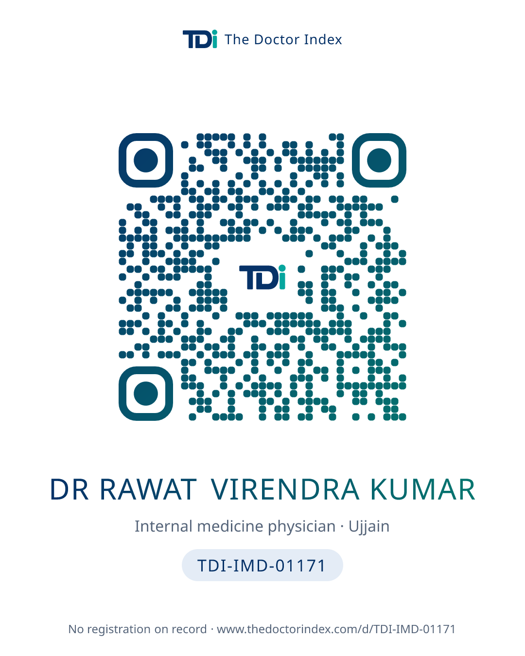 QR card for Dr Rawat Virendra Kumar, TDI-IMD-01171