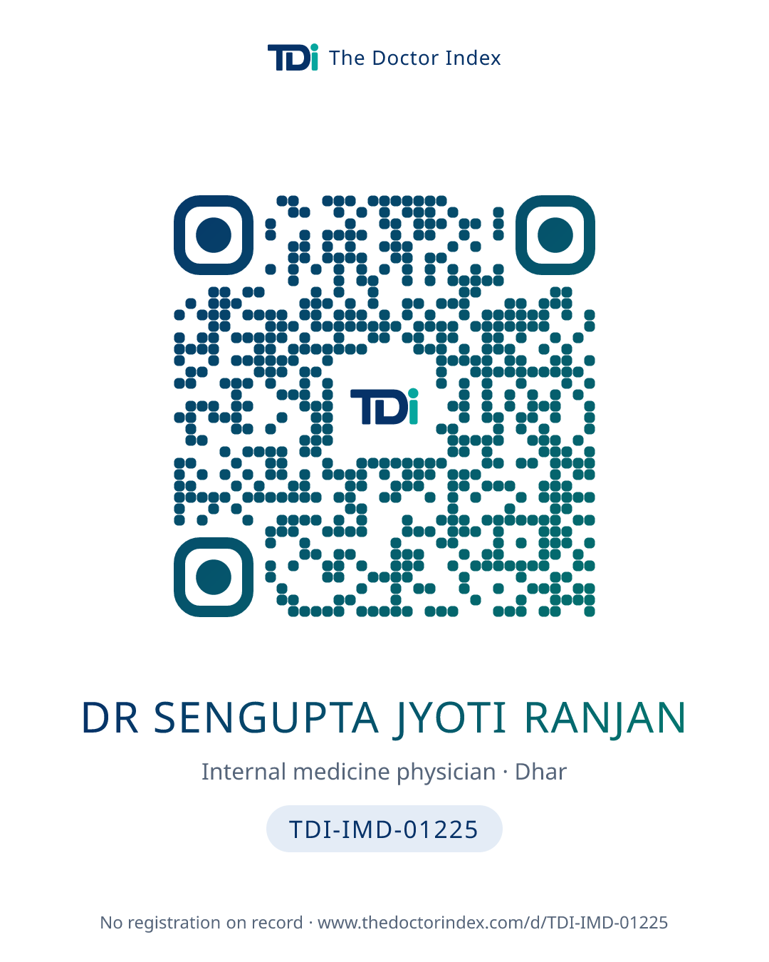 QR card for Dr Sengupta Jyoti Ranjan, TDI-IMD-01225