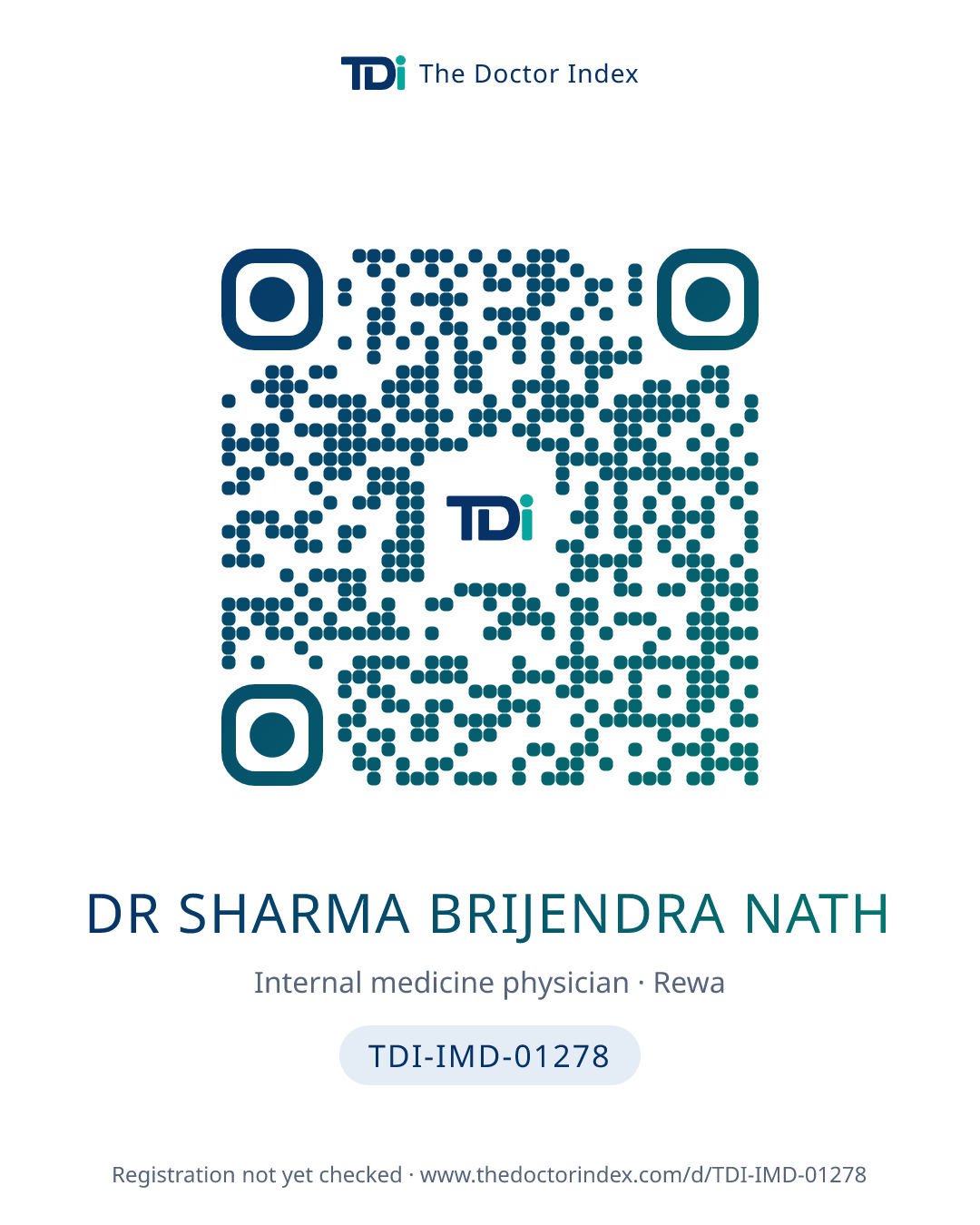 QR card for Dr Sharma Brijendra Nath, TDI-IMD-01278