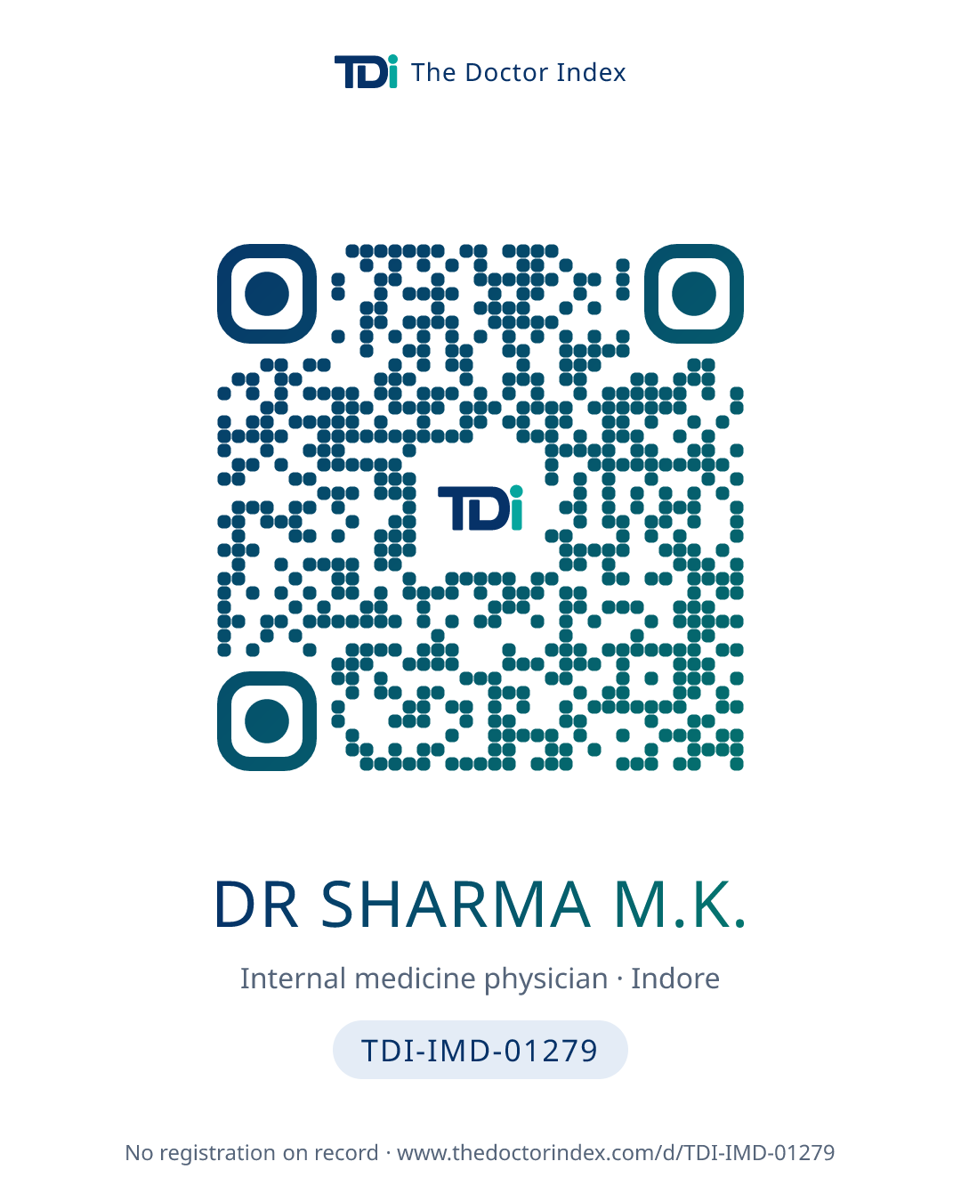 QR card for Dr Sharma M.K., TDI-IMD-01279