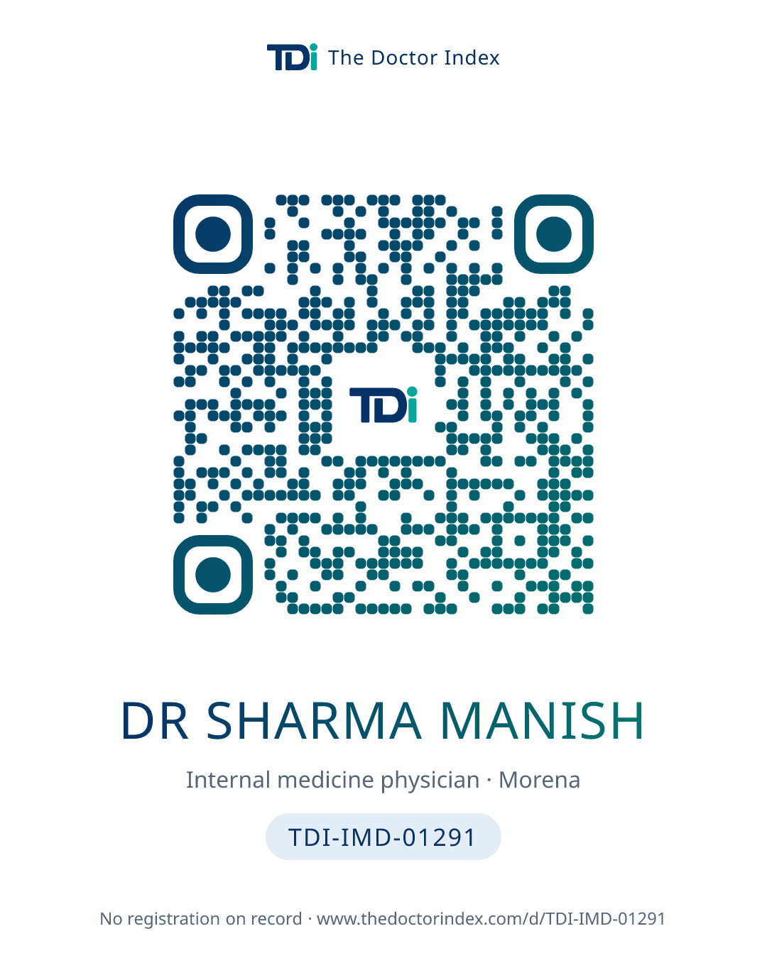 QR card for Dr Sharma Manish, TDI-IMD-01291