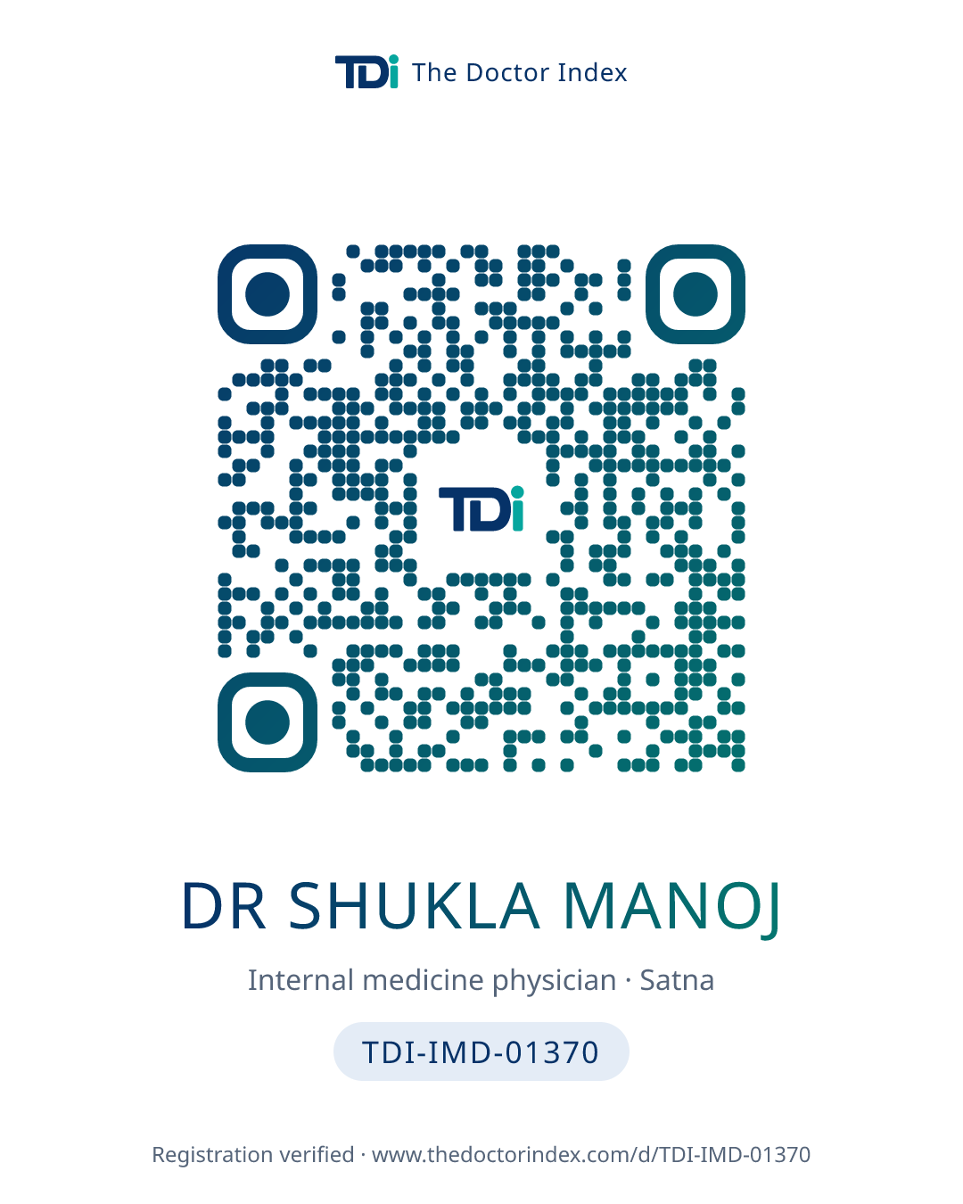 QR card for Dr Shukla Manoj, TDI-IMD-01370
