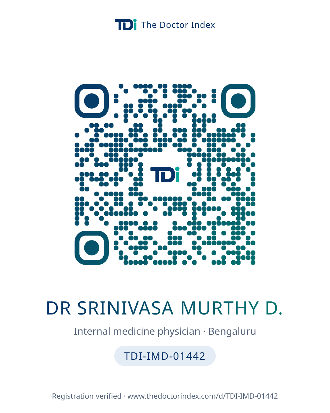 QR card for Dr Srinivasa Murthy D., TDI-IMD-01442
