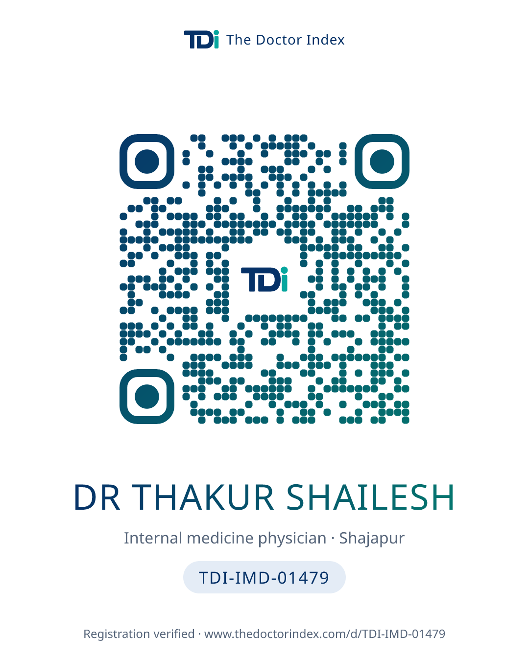 QR card for Dr Thakur Shailesh, TDI-IMD-01479